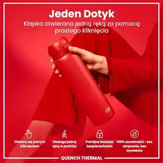 Ion8 czerwona butelka termiczna na wodę 920 ml, izolacja próżniowa, stal nierdzewna, szczelny korek, lekka, bez BPA