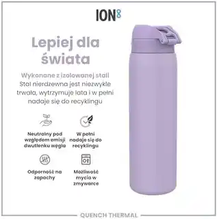 Ion8 fioletowa butelka termiczna na wodę 920 ml, izolacja próżniowa, stal nierdzewna, szczelny korek, lekka, bez BPA