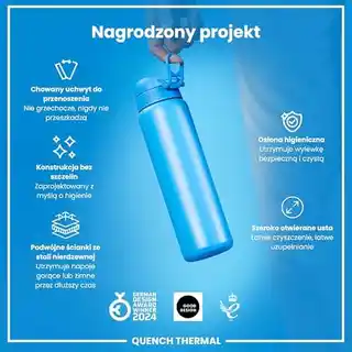 Ion8 niebieska butelka termiczna na wodę 920 ml, izolacja próżniowa, stal nierdzewna, szczelny korek, lekka, wielokrotnego użytku