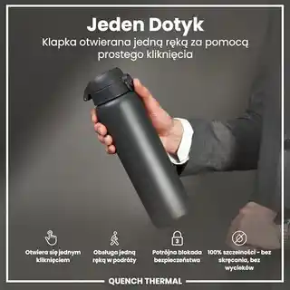 ION8 Szara butelka termiczna na wodę 1000 ml, stal nierdzewna, podwójne ścianki, szczelny korek