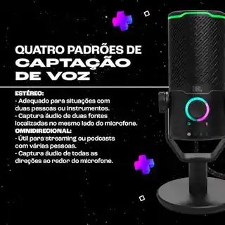 JBL Quantum Stream Studio mikrofon wielokierunkowy kardioidalny dla graczy, USB, regulacja głośności, kompatybilny z PC i konsolami