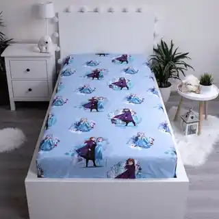 Jerry Fabrics Dziecięce prześcieradło bawełniane Frozen 2 blue leaves 90x200cm