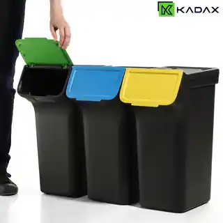 Kadax 3x Kosz Na Śmieci 25L Pojemnik Na Odpady Do Segregacji Czarny Kubeł