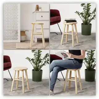 Kadax 4x Taboret Drewniany Kuchenny Stołek Krzesło 46cm Solidny Taborety