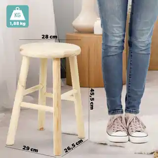 Kadax 4x Taboret Drewniany Kuchenny Stołek Krzesło 46cm Solidny Taborety