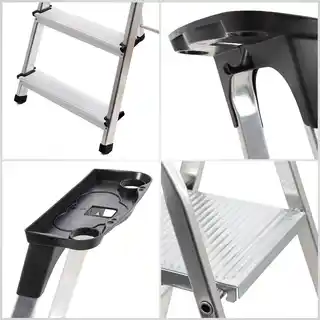 Kadax Drabina aluminiowa z podestem, 6 stopni, 125 kg