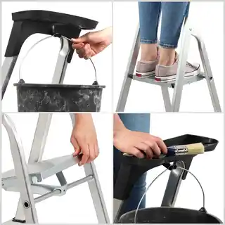 Kadax Drabina aluminiowa z podestem, 6 stopni, 125 kg