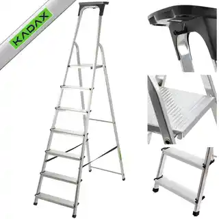 Kadax Drabina aluminiowa z podestem, 7 stopni, 125 kg