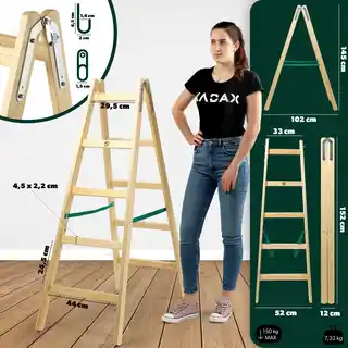 Kadax Drabina Drabinka Drewniana Dwustronna 2x5