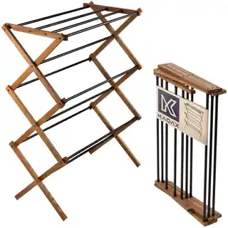 Kadax Drewniana suszarka stojąca Ferrara ze stalowymi prętami 60 cm
