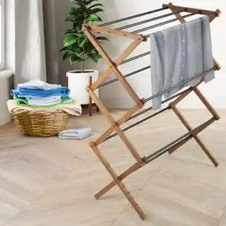 Kadax Drewniana suszarka stojąca Ferrara ze stalowymi prętami 60 cm