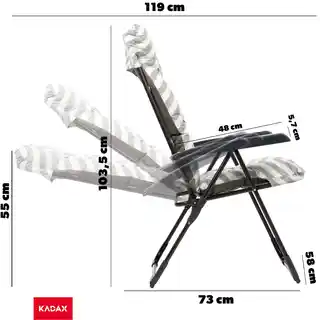 Kadax fotel leżak ogrodowy plażowy regulowany 110kg Alicante 119 x 55 cm Zygzak