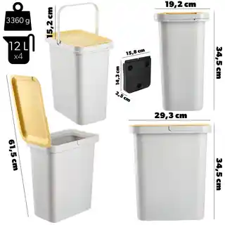 Kadax Kosz Na Śmieci Pojemnik Do Segregacji Odpadów 4x12L Uchwyt Mocujący