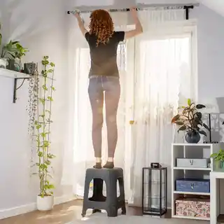 Kadax Taboret Stołek Kuchenny Krzesło Solidny Podest Antypoślizgowy Szary 120 kg