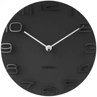 Karlsson Zegar ścienny EDGE, średnica 42 cm, czarny, nowoczesny, minimalistyczny, drewno, kwadratowa ramka