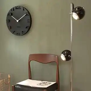 Karlsson Zegar ścienny EDGE, średnica 42 cm, czarny, nowoczesny, minimalistyczny, drewno, kwadratowa ramka