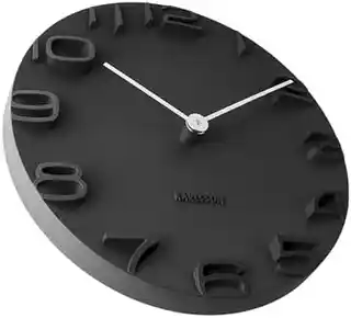 Karlsson Zegar ścienny EDGE, średnica 42 cm, czarny, nowoczesny, minimalistyczny, drewno, kwadratowa ramka