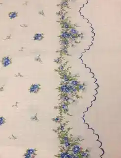 Karo Pościel z kory 140x200 biała niebieska kwiatki na guziki