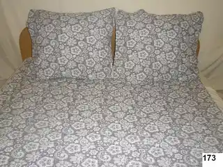 Pościel z kory 180x200 kwiatki szara biała guziki 100% bawełna gruba
