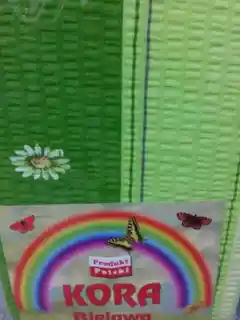 Pościel z kory 200x220 Margaretka zielona na guziki 100% bawełna, wzór karo