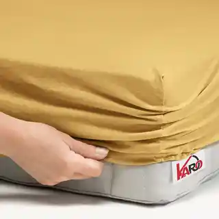 Karo prześcieradło jersey z gumką 120x200 musztardowe piaskowe P56-120 grube 150g