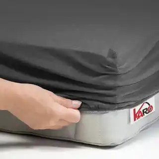 Karo Prześcieradło jersey z gumką 180x200 antracytowe grube 150g/m2