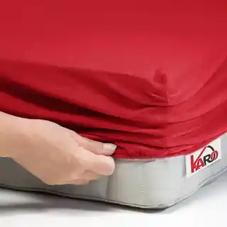 Karo prześcieradło jersey z gumką 180x200 czerwone grube P24-180 150g