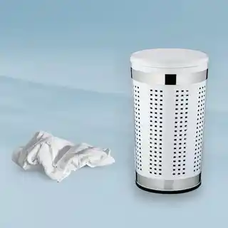 Kela kosz na pranie Sevilla, biały, stal nierdzewna, pojemność 50l, ergonomiczny uchwyt