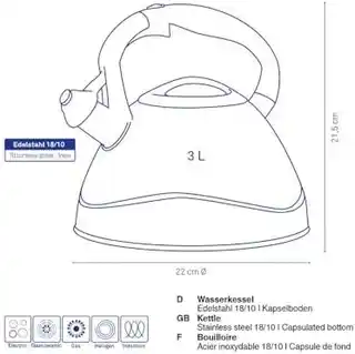 Kela Varus czajnik stalowy czarny 3 litry KE 11656