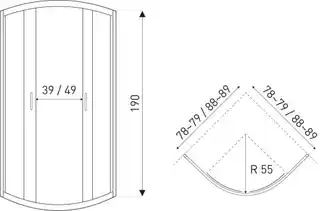 Kerra CZARNA Kabina natryskowa 79x79x190 cm/6 mm, półokrągła Tiara
