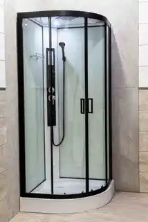 Kerra Kabina hydromasażowa 90x90x216 cm/4 mm z brodzikiem , czarna Petrus