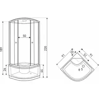Kerra Kabina hydromasażowa 91x91x220 cm/4 mm, Presto