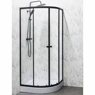 Kerra kabina natryskowa z brodzikiem Leo 80 cm czarna drzwi przesuwne 4 mm
