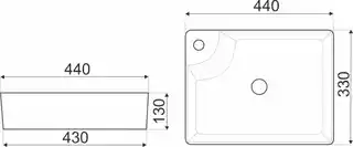 Kerra Mała umywalka 44x12,5 cm nablatowa ceramiczna KR 44