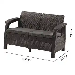 Keter Sofa ogrodowa Corfu II Love 258973 Grafit