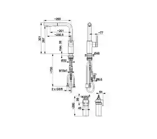 Kfa Armatura Arura Duero Pure Basic bateria kuchenna, wyciągana, 6623 114 22, inox, stal szlachetna