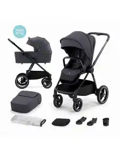 Kinderkraft Nea Wózek głęboko-spacerowy Dark grey, aluminiowa rama, regulowany podnóżek, wielostopniowa regulacja rączki, 5-biegowe koła, system hamowania, lekki, składany, certyfikat bezpieczeństwa