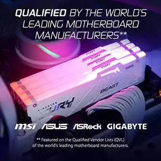 Kingston Fury Beast RGB DDR5 64GB (4x16GB) 5200MT s CL40 Biały Pamięć RAM gamingowa do komputerów stacjonarnych KF552C40BWAK4-64