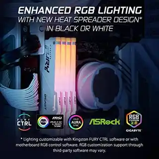 Kingston Fury Beast RGB DDR5 64GB (4x16GB) 5200MT s CL40 Biały Pamięć RAM gamingowa do komputerów stacjonarnych KF552C40BWAK4-64