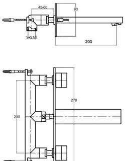Kohlman Excelent Bateria umywalkowa ścienna chrom QW198H