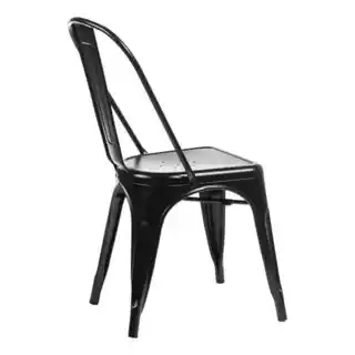 Krzesło Paris czarne inspirowane Tolix D2 Design, plastikowe, nowoczesny styl