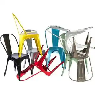 Krzesło Paris czarne inspirowane Tolix D2 Design, plastikowe, nowoczesny styl