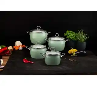 La Bonita Naturale LB8ZGE002 Indukcja Stal niskowęglowa 8 elementów Zestaw garnków