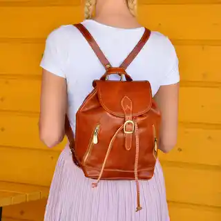 Leather Diamonds Plecak skórzany tmc 422m Camel