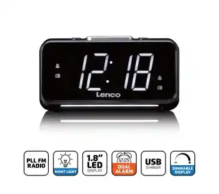 Lenco CR-28BK Radio FM Czarny Radiobudzik