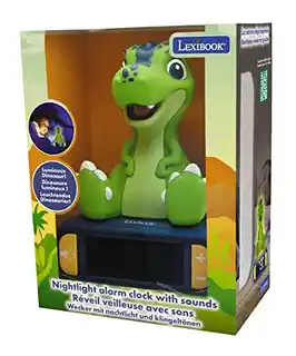 Lexibook lampka nocna RL800 Dino, dla dzieci, LED, regulacja jasności, motyw dinozaura, zasilanie USB, 3W
