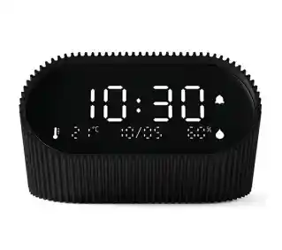 Lexon Ray Clock Black LR155MN3 z czujnikiem temperatury i wilgotności Czarny Budzik