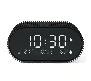 Lexon Ray Clock Black LR155MN3 z czujnikiem temperatury i wilgotności Czarny Budzik