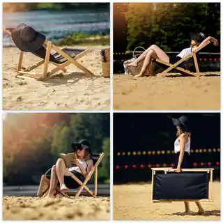 Leżak drewniany Tulon 80 x 63 cm czarny