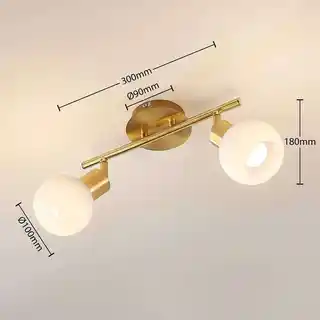 Lindby Elaina 2 Lampa Sufitowa Brass/Opal 9620021